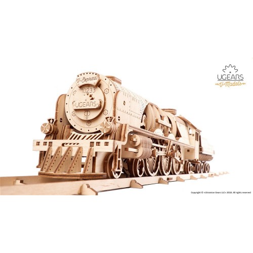 UGEARS V-Express Steam Train with Tender mechanical model...