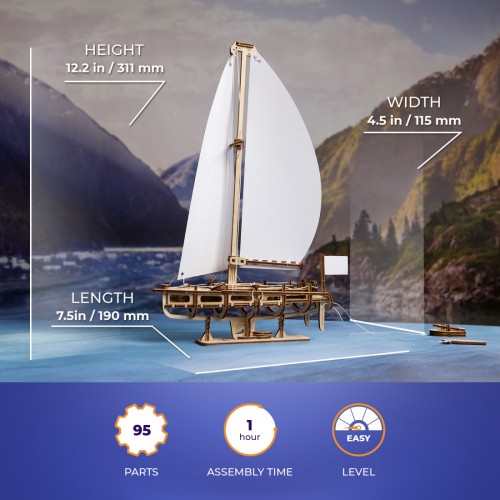 Medinis konstruktorius UGEARS Ocean Beauty Yacht